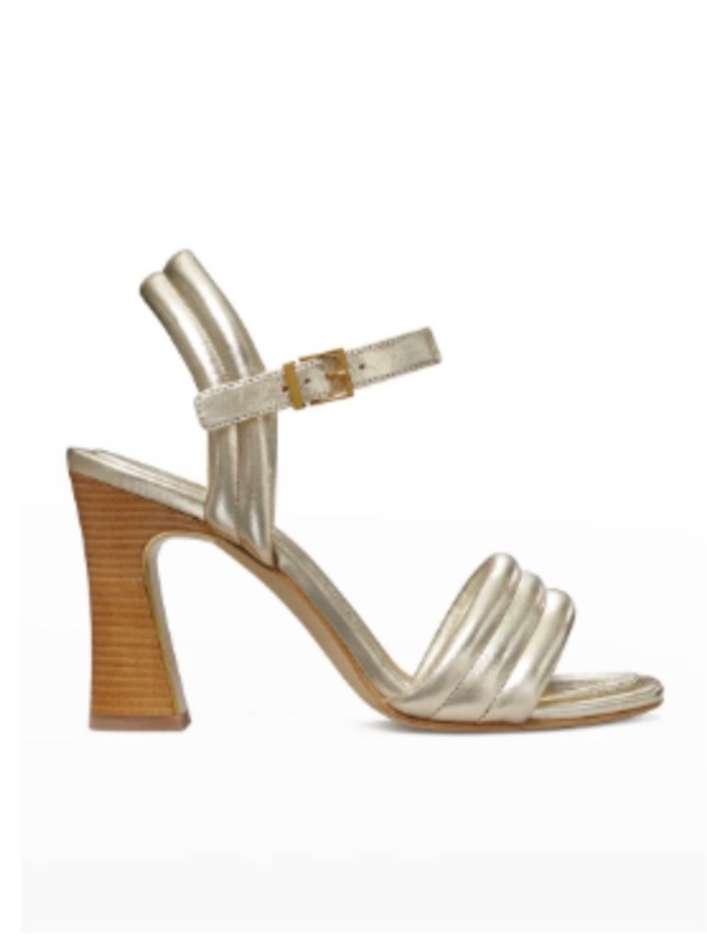 Tory Burch Metallic Gold Leather Block Heel Sandals